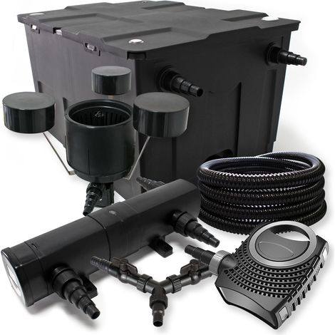 SunSun Komplettset: CBF-550 Teichfilter bis 60000 L Teichfilteranlage, CTF-8000 Teichpumpe 8000l/h 70W, CUV-236 Teichklärer 36W, 25m Teichschlauch 25 mm, CSP-250 Skimmer 2500l/h 45W, Y-Verteiler