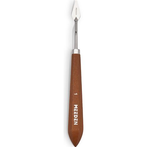 Couteau à palette d'artiste : 19,7 cm Couteau grattoir flexible en acier inoxydable avec manche en bois pour huile, acrylique, mélange de couleurs, 1 (1/5)