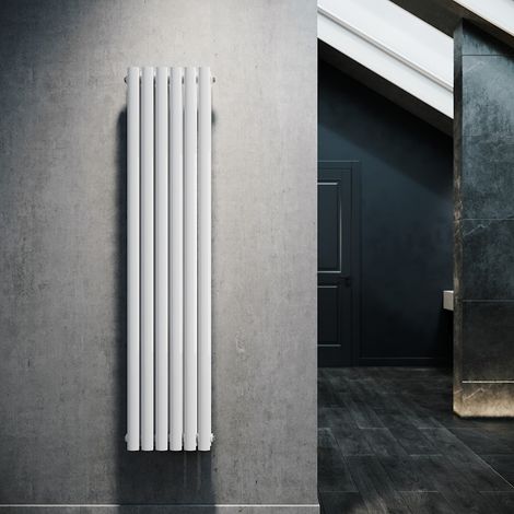 Design Röhren Heizkörper 350x1600mm Weiß Oval Paneelheizkörper Vertikal Mittelanschluss Doppellagig (1/5)
