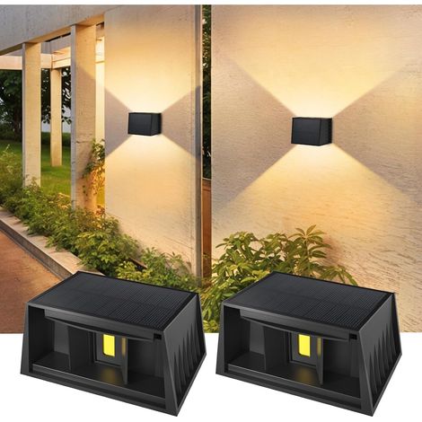 4 Pièces Applique Murale Extérieur 3000K Lumière Chaude Lampe Solaire Murale Exterieur Applique Murale Solaire Vintage, Réglable Up Down Lumière étanche IP65 pour Jardin Mur Clôture (1/5)