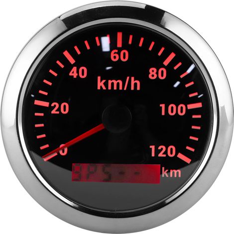 Compteur de vitesse/odomètre GPS 85 mm 120 km/h pour bateau, yacht, moteur hors-bord, voiture, moto, engins de chantier, cadran noir (1/5)