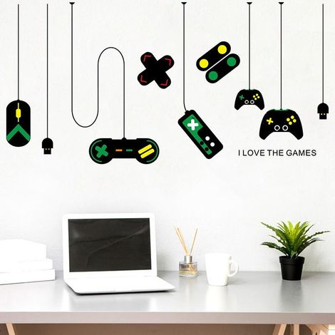 Sticker mural décoratif pour manette de jeu de console, papier peint autocollant pour bureau (1/5)