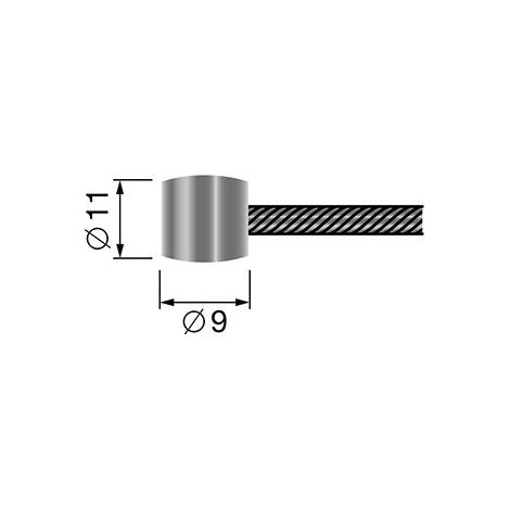 Flexibles Kabel 19 Drähte mit Tonneau-Konusstecker 9 x 11 mm. Gesamtlänge: 2500 mm - ø: Außenseite 2,5 mm.