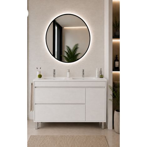 Mobile bagno con lavabo ORIGENBATH CAPRERA senza specchio 120x45 cm doppio lavabo bianco nordico