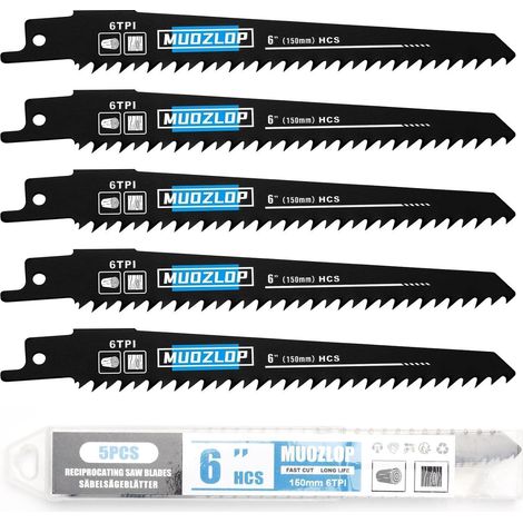 Säbelsägeblätter 5er Pack 150mm 6TPI Holz 6TPI,150mm 5 (1/5)