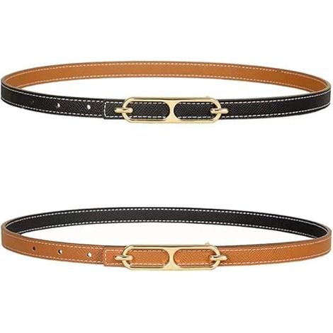 Ceinture tendance pour femme, idéale pour robes, jeans et ceintures fines en cuir avec boucle en alliage doré. (1/5)