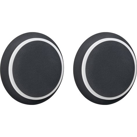 Conjunto de 2 lámparas de pared LED escandinavas forma redonda recubrimiento en polvo de metal mate acrílico negro Semnon