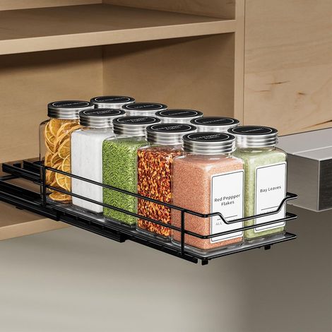 Étagère à Épices, Organisateur de Placard, Porte epice pour Rangement Placard Cuisine, Rangement Et Organisation De Cuisine, Noir P26.4L11.8H5.6CM (1/5)