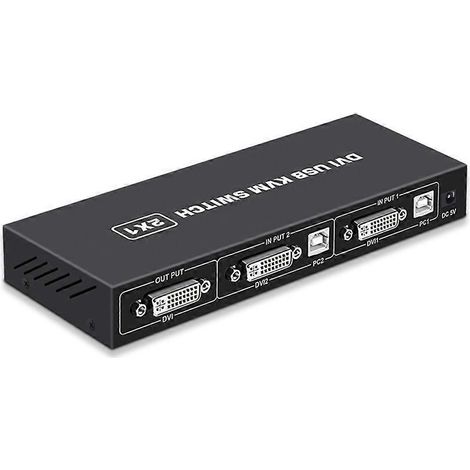 Sélecteur de commutateur USB DVI KVM, adaptateur répartiteur 2 entrées/1 sortie pour scanner PC (1/5)