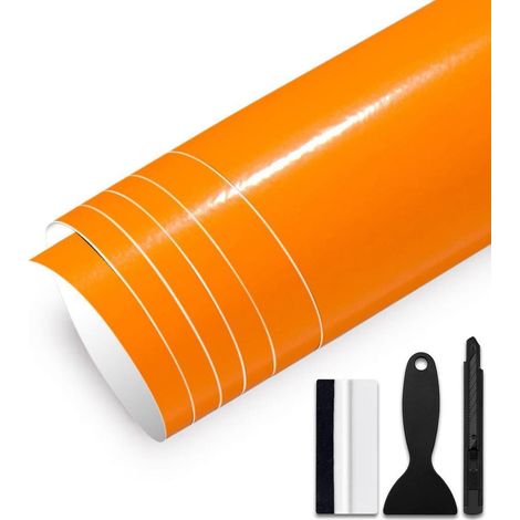 Autofolie Glanz Orange 30x150cm mit Installationskit (1/5)