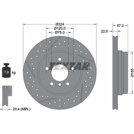 Lot de 2 Disques de frein Textar 92231203 BMW 34216787931 34216795755 6787931
