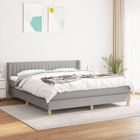 Lit adulte,Lit avec Sommier et Matelas confortable pour Chambre,Ensemble Lit à sommier tapissier Gris clair 180x200cm Tissu -BVN68476 (1/5)