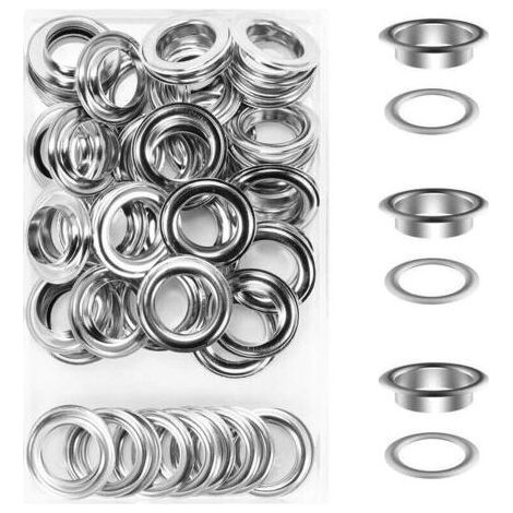 Juego de 50 ojales, kit de ojales de 20 mm para lonas, reparación de tiendas de campaña, color plata. (1/5)