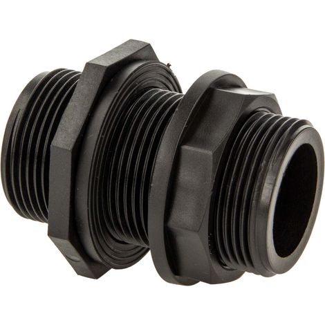 tecuro Universal Behälterverschraubung, AG 1 1/4 Zoll (DN 29,5), PP-schwarz, Dichtung EPDM (1/5)
