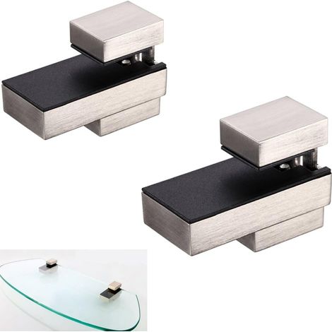 Soporte para estante de madera/vidrio de 0,2" a 0,8", níquel cepillado (1/5)