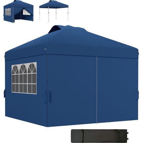 Tonnelle barnum pop-up pliante 3 x 3 hauteur réglable parois latérales aérations fenêtres sac de transport à roulettes (1/5)