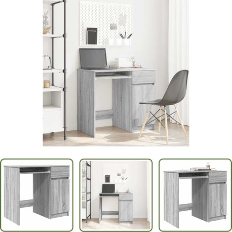 Schreibtisch mit Stauraum - Schreibtisch Grau Sonoma 86x49x76 cm Holzwerkstoff (1/5)