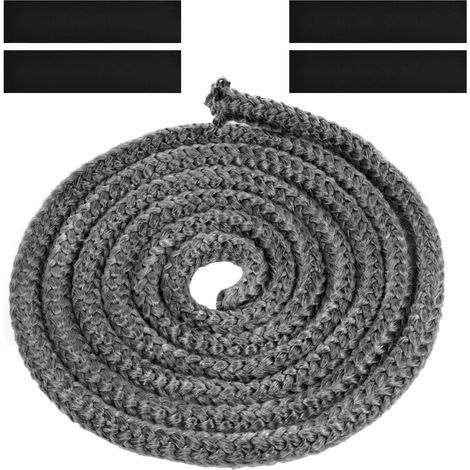 Joint Tressé pour Insert et Poêle, 12mm x 2,5m Joint en Fibre de Verre avec 4 Ruban,pour Poele a Bois, Cheminée,Gris foncé (1/5)