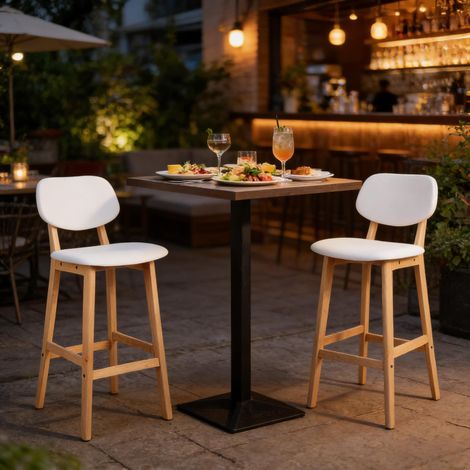 Lot de 2 tabourets de bar modernes et stables, assise rembourrée épaisse, design élégant