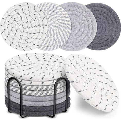 Untersetzer 8er Baumwolle abwaschbar Halter Gläser Deko Graue 4-farben (1/5)