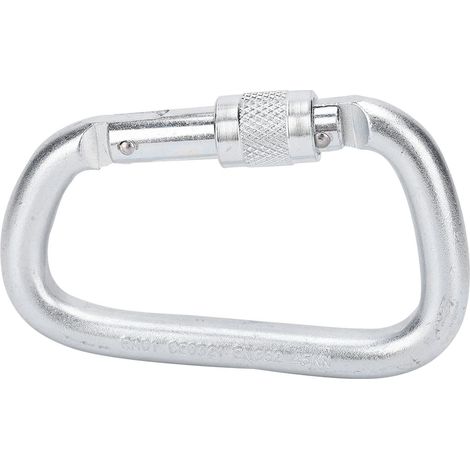 Mousqueton d'escalade en forme de D de 45 kN avec boucle de sécurité en acier au carbone pour le rappel et les sauvetages - Accessoires de plein air