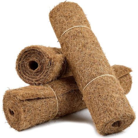 Set mit 3 Natur-Kokosfasermatten, 40 x 100 cm, 900 g/m² – Pflanzenmulch, Kälteschutz, Unkrautbekämpfung, Terrarienmatte für Reptilien, Braun (1/5)