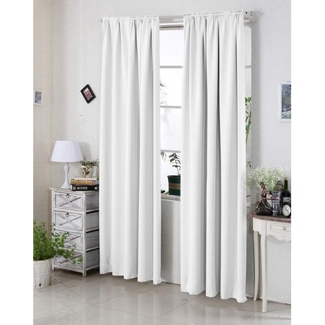 WOLTU Thermovorhang kälteschutz Verdunklungsvorhang Blickdicht mit Kräuselband für Schiene, 250g/m² Schwere Wärmeisolierende Vorhänge Gardinen Wohnzimmer Schlafzimmer, 135x225 cm Weiß(1 Stück)