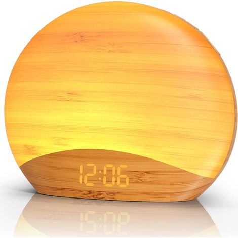 Réveil Lumineux Avec Bruit Blanc – 8 Sons de Réveil, 26 Sons Apaisants, Veilleuse À 8 Couleurs, Horloge Numérique En Bois À Luminosité Réglable, Pour Chambre, Table de Chevet, Salon (1/5)