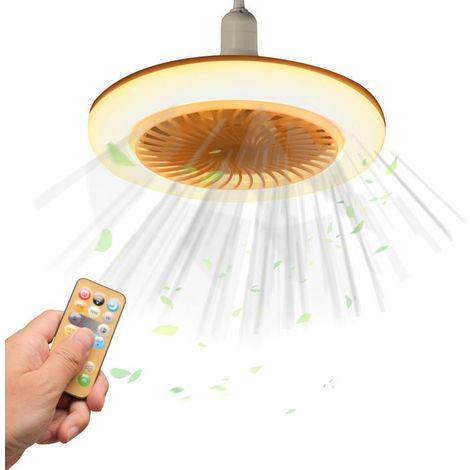 Ventilateur Plafond Salon télécommande vis ventilateur ampoule E27 réglable chambre dortoir petit aromathérapie ventilateur lumière (1/4)