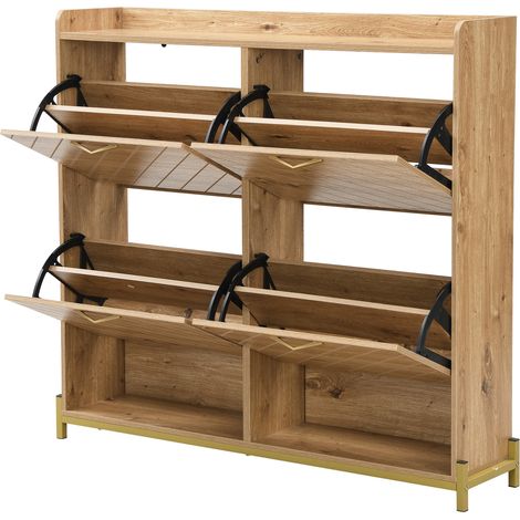 Scarpiere moderna in MDF effetto legno 108,5 x 24 x 100 cm (1/5)
