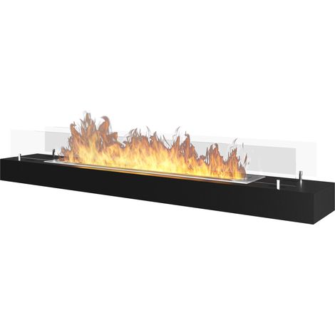 Camino a Bioetanolo da Tavolo 120x19 cm Firebox 1200 Nero con Vetro (1/5)