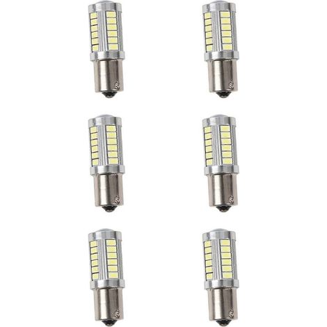 ampoules LED BA15S 12V blanches pour feux de position latéraux de voiture, 1156 P21W argentées, 33 LED()