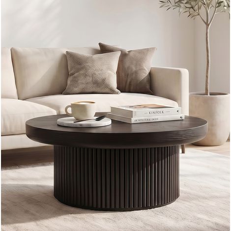 Table basse ronde 78 cm noire HAVRYA (1/5)