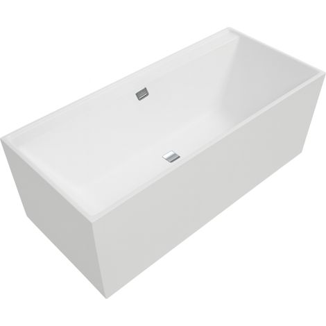 Bañera rectangular 160 x 75 VILLEROY & BOCH Collaro acrílica Blanco Mate con desagüe y rebosadero cromo