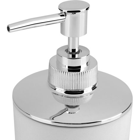 Ensemble de 4 accessoires de salle de bain comprenant un gobelet, un porte-brosse à dents, un porte-savon et un distributeur de savon (blanc). (1/5)