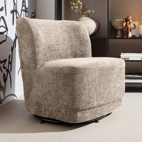Fauteuil 74x65x75 en velours taupe - NALIN