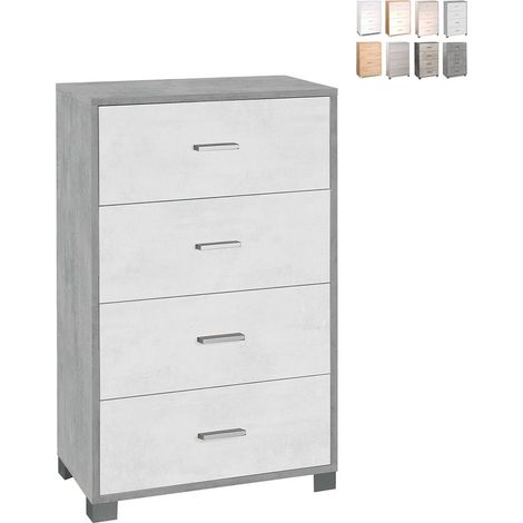 Schlafzimmer Kommode mit vier Schubladen Weißer Zement 70x41x h112 cm (1/5)