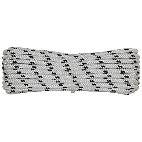 Corderie Italiane 006000440 Treccia mare multiuso giardino e fai da te, stabilizzato ai raggi U.V. resistente a intemperie e agenti atmosferici, 6 mm, 20 mt, colore bianco con spia blu (1/4)
