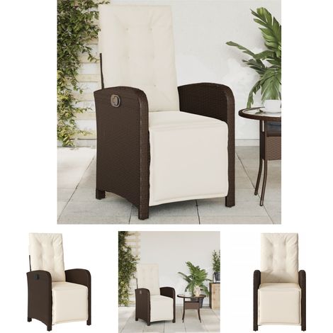 The Living Store Gartensessel mit Fußteil Verstellbar Braun Poly Rattan - Gartenstühle (1/5)