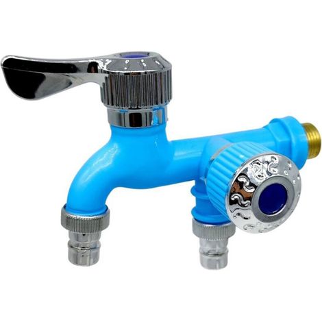 Robinet de machine à laver 1 sur 2 interrupteurs doubles 1/2 pouces de filetage multifonctionnel pour la salle de bain balcon (1/5)