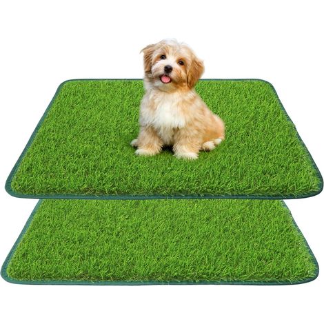 Set de 2 bacs à urine pour chiens, bac à urine pour chien pour la maison avec tapis d'herbe réaliste, tapis d'herbe artificielle facile à nettoyer pour appartement, balcon, terrasse et (1/5)