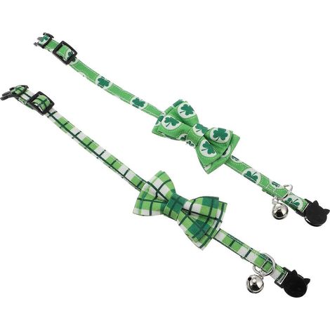 Collar de San Patricio para mascotas con pajarita y cascabel (6 unidades) (1/5)