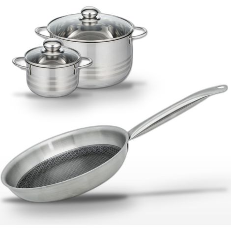 Lot Poêle 28cm Elo Relief Solution & 2 Faitouts 14/20cm Elo (1/5)