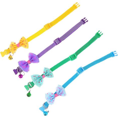 Collar con lazo para perros, 4 unidades con cascabel, colores surtidos. (1/5)