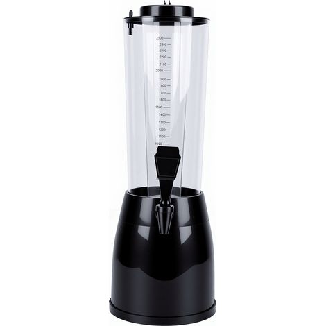 Distributeur de boissons avec tube à glace, lumière LED, tour à bière en plastique de 2,5 l, pour usage commercial, fêtes, noir (1/5)