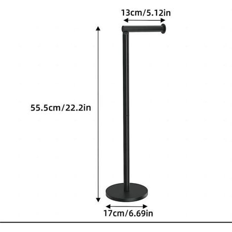 Porte Papier Toilette sur Pied, Porte-Rouleau pour Papier Toilette en Acier Inoxydable, Distributeur de Papier Toilette de 55cm-Noi (1/4)