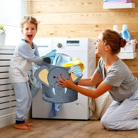 Seau de rangement en feutre pour enfants, sac à linge sale multifonction, panier à vêtements pratique et ludique (1/5)