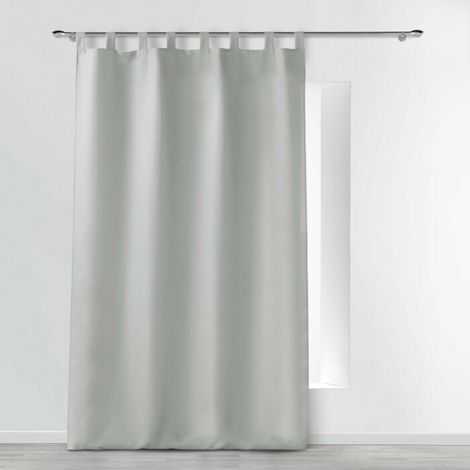 Rideau a passants 140 x 260 cm polyester uni essentiel Gris (1/5)