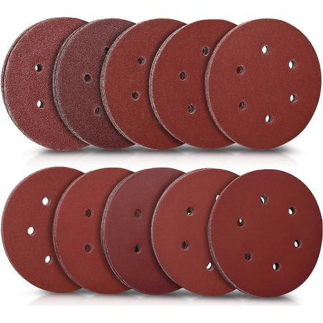 50 disques de ponçage ronds - Papier abrasif pour ponceuse - Feuilles adhésives auto-agrippantes - Grain 40 à 400 - Diamètre 150 mm (1/5)