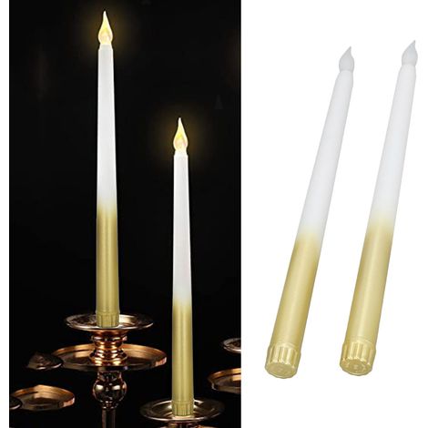 Lampes bougies LED, lampes bougies longues à flamme simulée, lampes bougies électroniques brillantes pour fêtes de mariage et d'anniversaire, lampes décoratives pour pièces privées, lot de 2, finition (1/5)